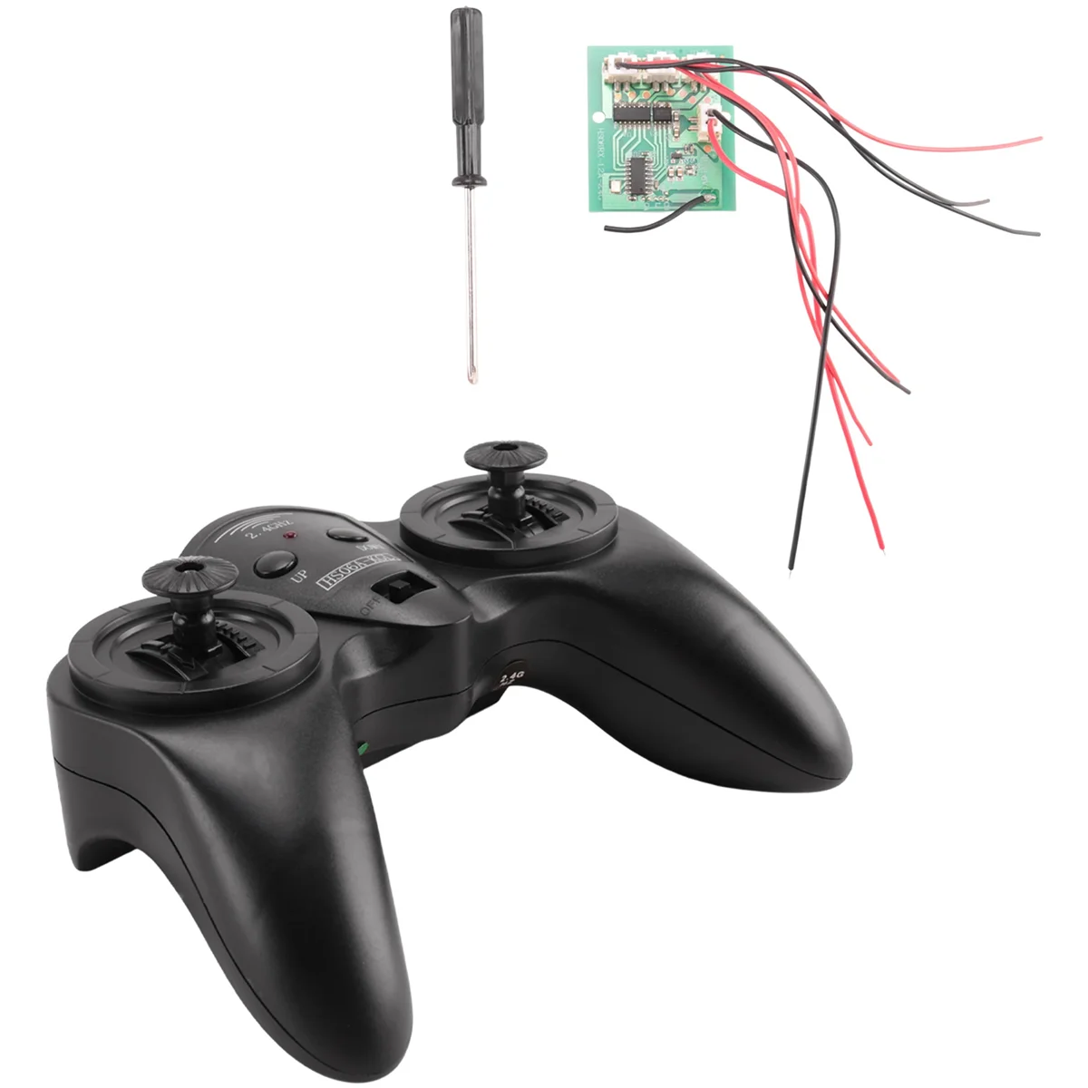 Kit télécommande 6CH 2.4G avec récepteur pour bateau RC, voiture et bricolage - Portée 50m, vue de côté