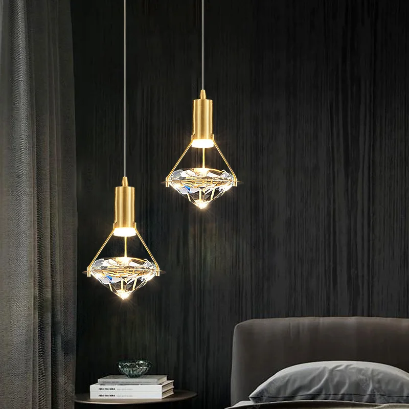 

Postmodern crystal chandelier restaurant bar study bedroom bedside small pendant light Wholesale