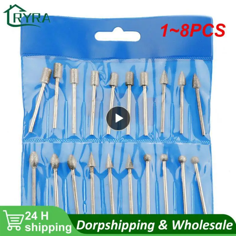 

1~8PCS Grinding Heads Mini Bit For Dremel Rotary Drill Tool Burrs Grinding Accessories 3mm Shank Tools Kit Abrasive Tool