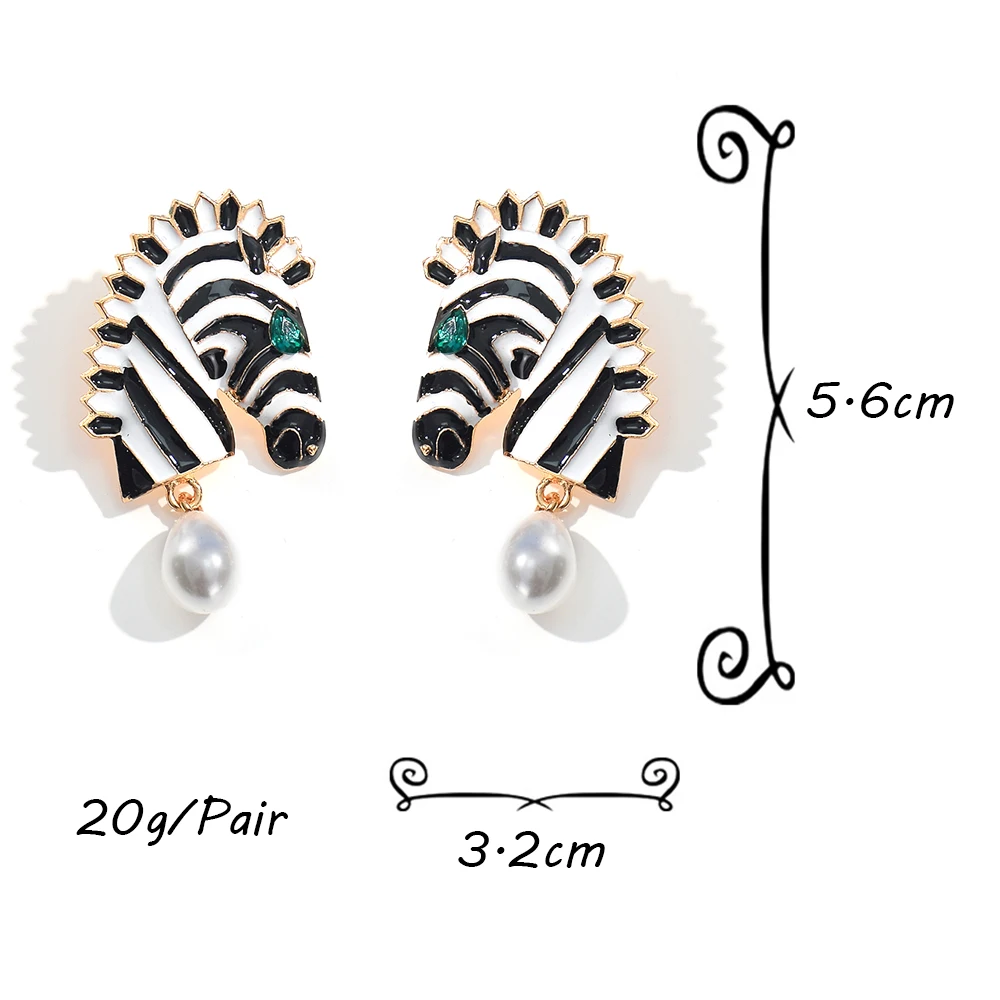 Fashion Trend Metal Earrings Statement Zebra Animal Drop earrings Women's Jewelry Accessories dangle earrings drop earrings animal earrings long earrings