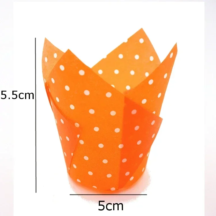 50Pcs Paper Cake Liner Dots Colorful Tulip Muffin Wraps Cases Cupcake Baking Tools Muffin Cup Polka Dot Paper Cup Tray