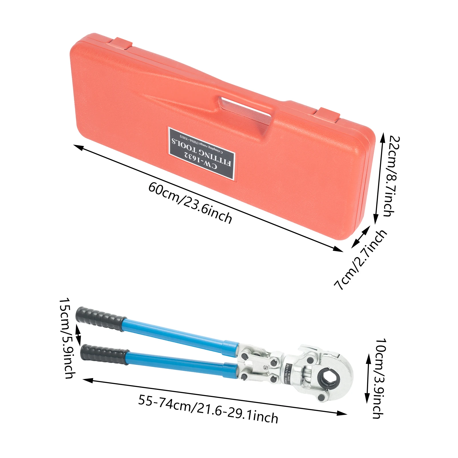 PEX Crimping Tool Kit for Pex Copper Crimp Rings, C/W PEX Cutter for Pressing Stainless Steel Pipes, Aluminum Plastic Pipes, PEX Pipes