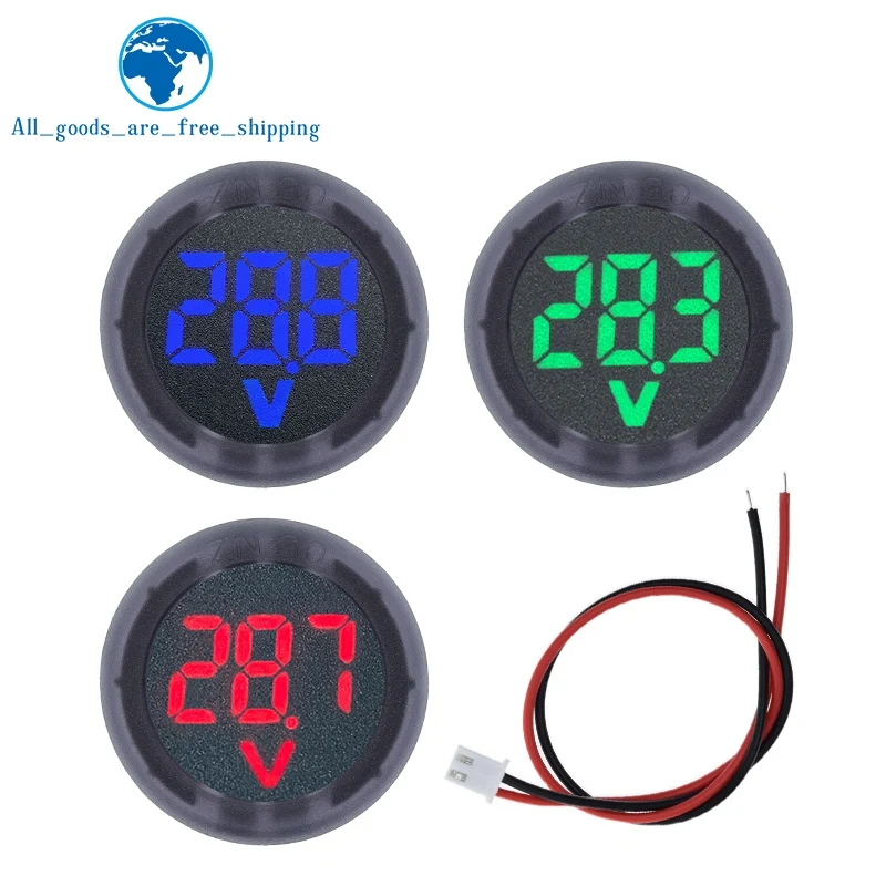 Dc 4-100V Led Display Digitale Rotondo Voltmetro A Due Fili Dc Digital Car Voltage Misuratore Di Corrente Volt Detector Tester Monitor Pannello