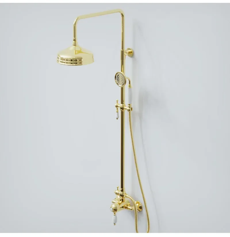 Description Picture 6 of itemBathroom Shower Set Wall Mounted Gold Single Lever Classical Faucet Bath & Mixer Tap Brass Shinning Gold
