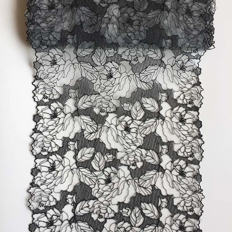 

20Yds Apparel Lace Accessories Black Floral Two Tone Lace Applique Trim Ribbon Sewing Fabrics Underwear Garment Clothes