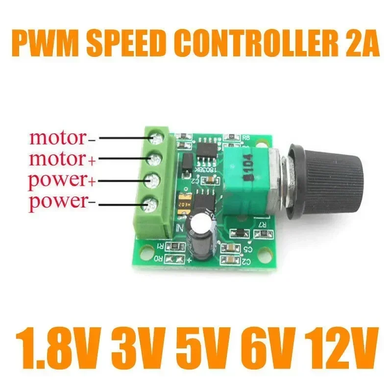 Motor Speed Controller 1pc DC Motor 1.8V 3V 5V 6V 12V PWM Adjustable Potentiometer Knob Switch Kit Control Governor