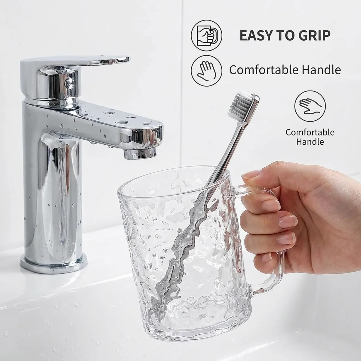 Glacier Ripple Rinse Cup– Rounded Cup Mouth Protects Lips, Versatile Home Storage, Healthy & Durable For Daily Bathroom_voghion.com