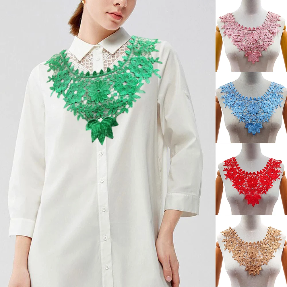 

1Pcs White Fine Venise Lace Fabric Dress Applique Blouse Sewing Trims DIY Neckline Collar Costume Decoration Accessories