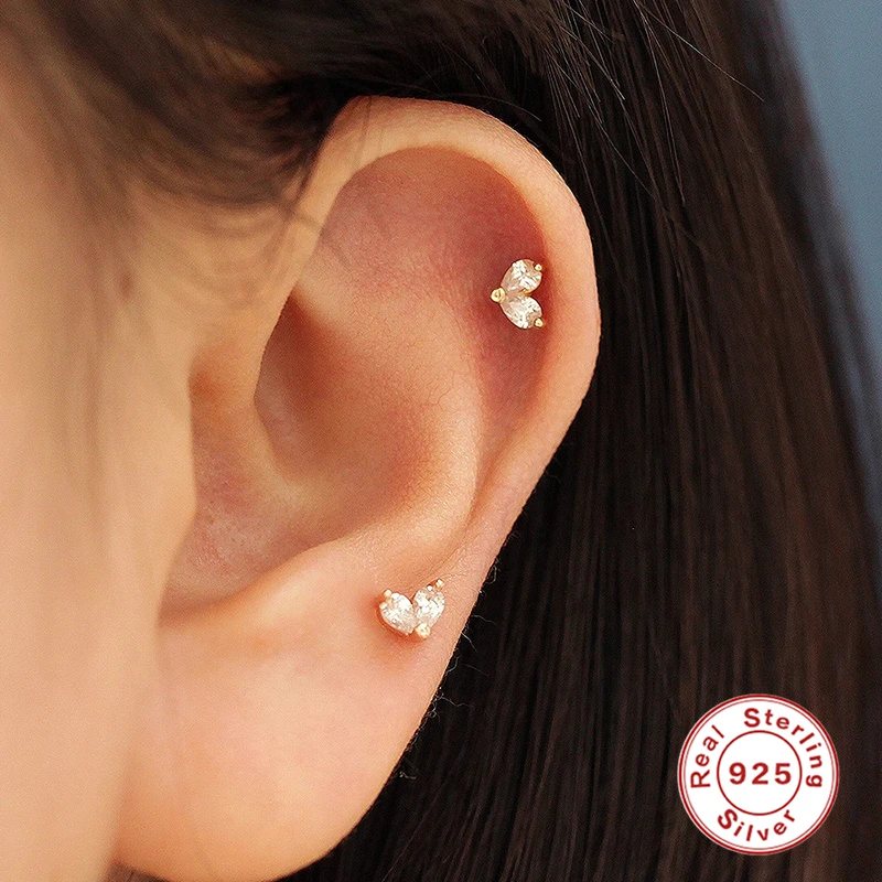 LENNIK-pendiente de Plata de Ley 925 para mujer, Piercing delicado para el lóbulo de la oreja, pendiente plano de hélice Rook Conch Tragus, joyería Sexy, 1 unidad