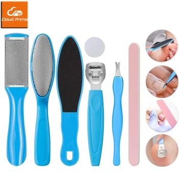 네일 풋 매니큐어 케어 키트 파일, 딱딱한 굳은살 제거 스크레이퍼, 큐티클 푸셔, 페디큐어 힐, 깨끗한 강판 도구, 8 개