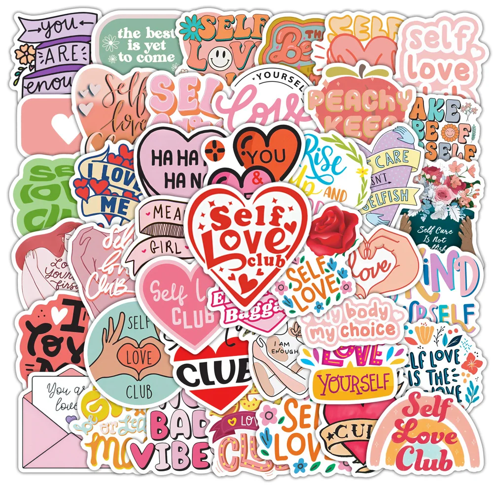 10/50Pcs Self Love Stickers for Notebook Laptop Scrapbooking Material Love  Yourself Stickers Valentine's Day Craft