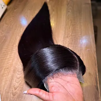 Long Soft Hair Straight Black Color Synthetic 13X6 HD Lace Frontal Wig For Black Women Prepucked With Baby Hair Glueless Wig