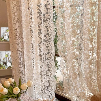 3D Floral Lace Sheer Curtains 1