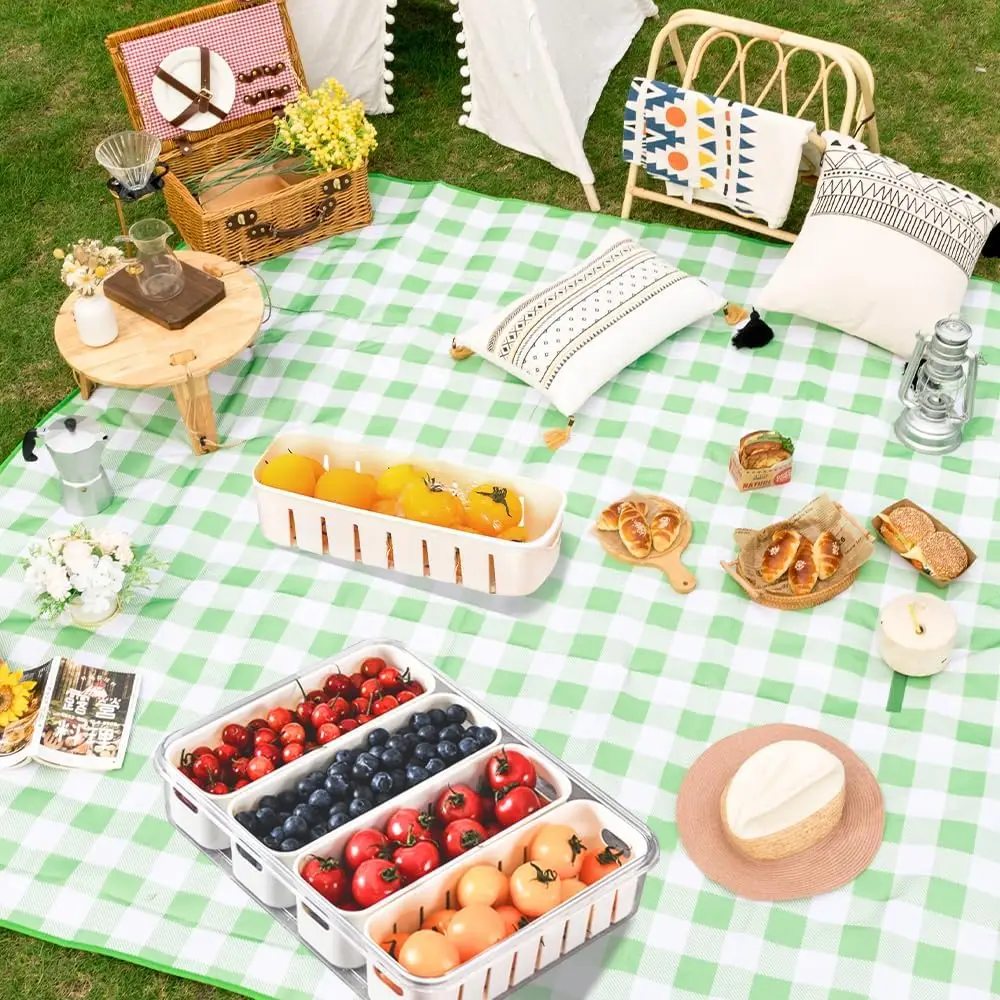 Snackle  Charcuterie Container, Divided Serving Tray with Lid, Fruit  Containers for Fridge, Portable Snack Platters, Veggie Tra 3