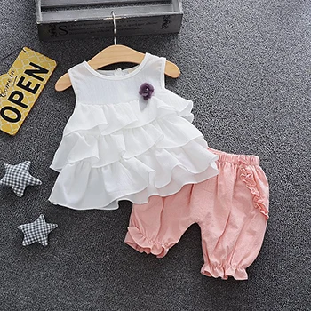 0-3 Year Newborn Baby Girl Clothes Summer Sleeveless Chiffon Tops And Shorts 2Pcs Cute Little Princess Suit Infant Clothing Sets sun baby clothing set Baby Clothing Set