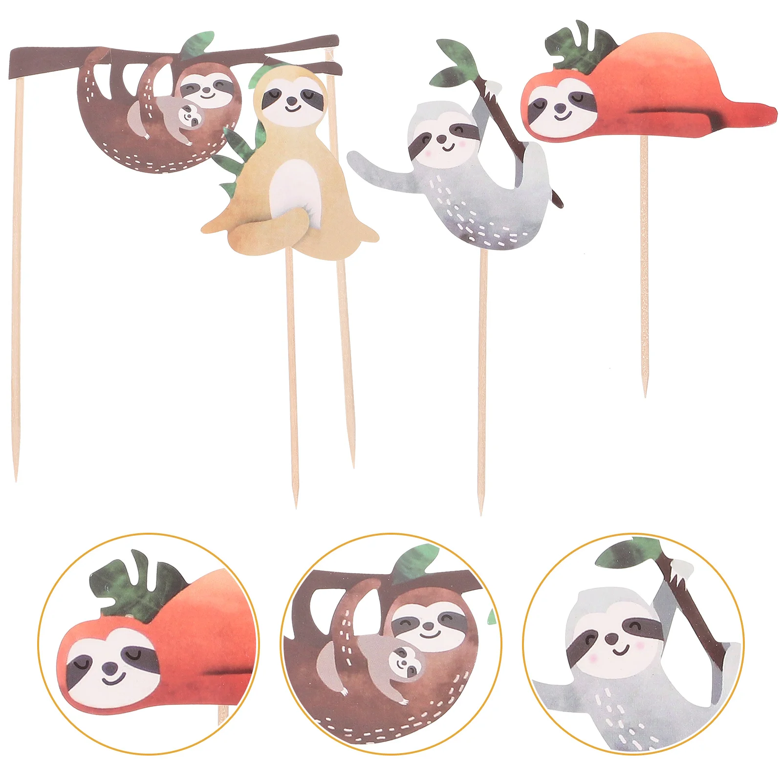 

4pcs Sloth Birthday Cupcake Toppers Cake Picks Sloth Fans Sloth Theme Birthday Shower Christmas Cake