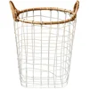 Retro Minimalist Wrought Iron Mesh Storage Basket Woven with Rattan and Iron Wire Pure Handmade Hand-held Storage Basket 5