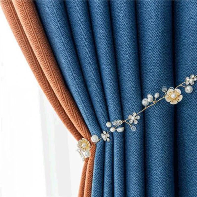 

Home Nordic Simple Splicing Blackout Living Room Curtain Thickened Soundproof Bedroom Curtains Light Luxury Sunscreen Drapes