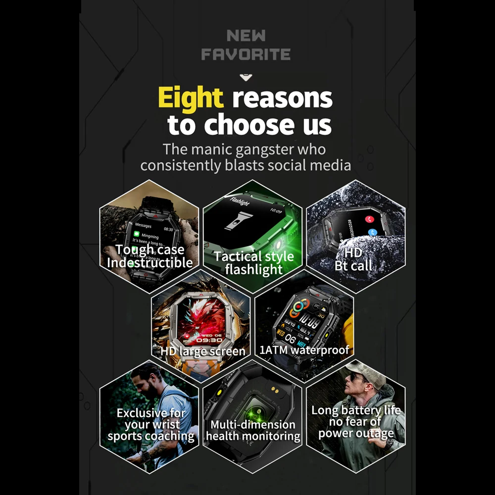 Reloj inteligente deportivo para exteriores 2024 con seguimiento GPS, batería de 650 Mah, 1 ATM, brújula impermeable, reloj con llamadas Bluetooth para hombres_voghion.com