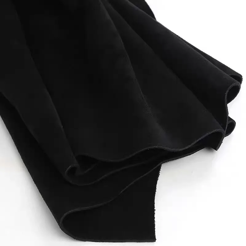 스웨이드 소가죽으로 만든 수제 DIY 가죽 소재, 신발과 가방 모두에 적합, 양면 검정 스플릿 스웨이드 가죽