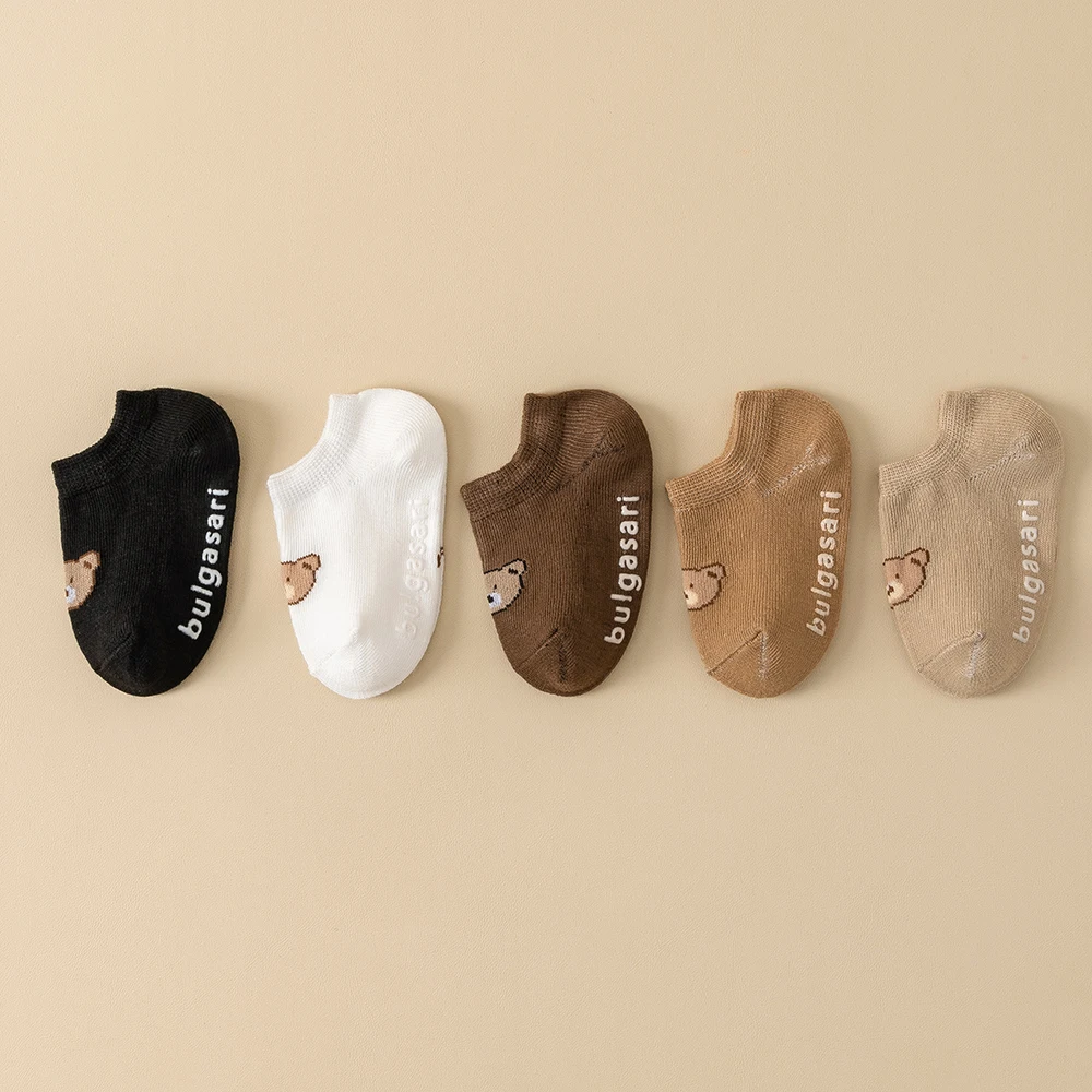 5 أزواج من الجوارب غير القابلة للانزلاق للأطفال من عمر 0 إلى 5 سنوات، نعل لطيف من السيليكون المضاد للانزلاق للأولاد والبنات