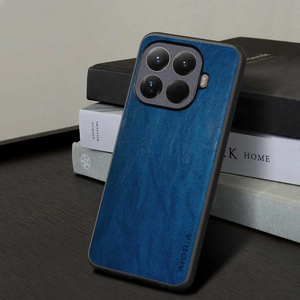 Luxury Solid Color Leather Phone Case - Premium Back Cover