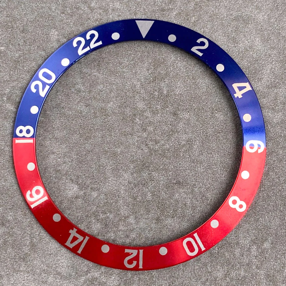 Aluminum Sloping Watch Bezel Insert Ring for Men's 40mm Watch - Available in Black, Blue, Green, Red, Purple