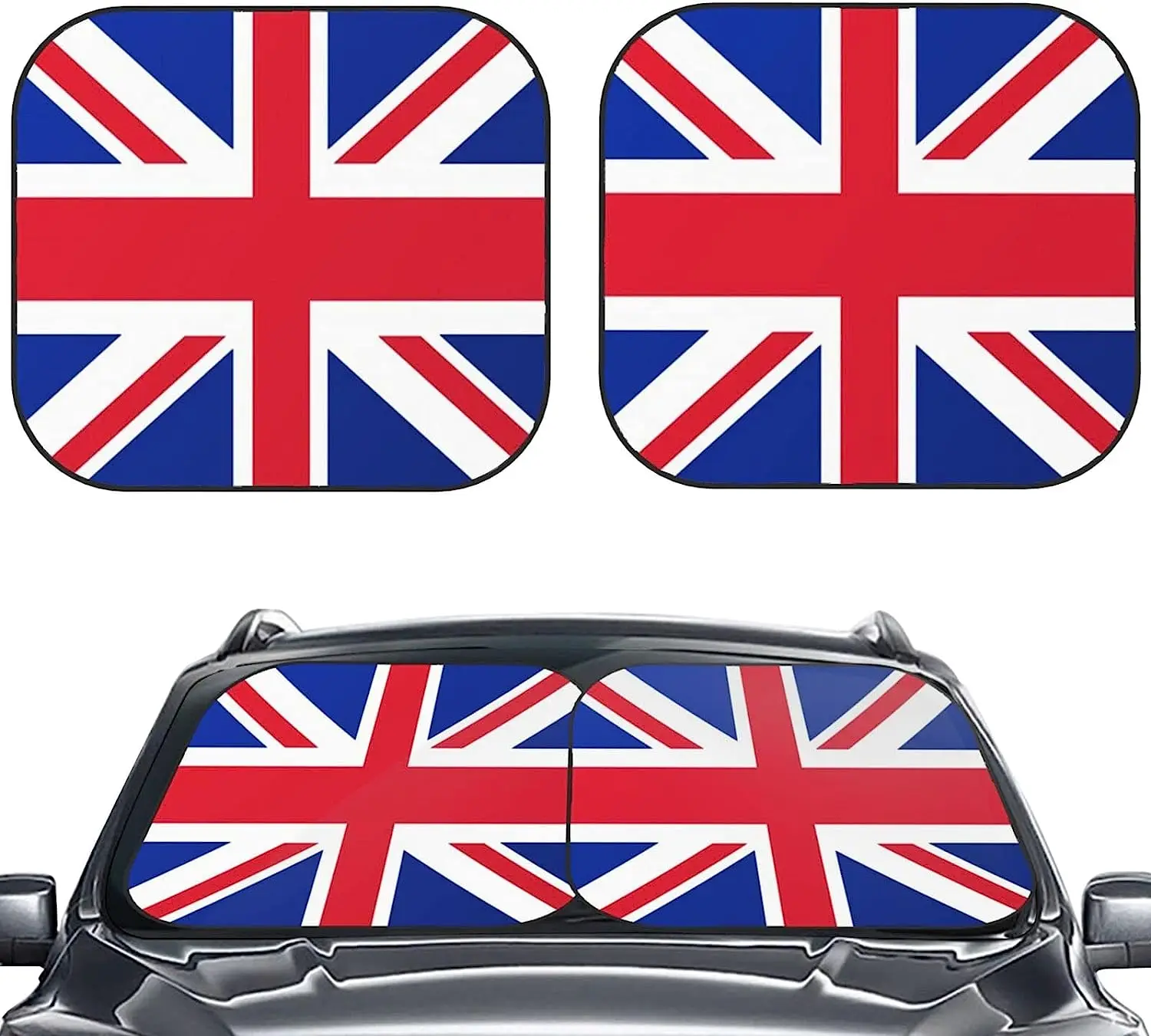 

UK Flag Car Windshield Sun Shade Auto Foldable 2pcs Window Sunshades for Most Windshield Foldable Sun Visor Protector Car