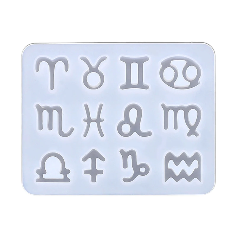 

E0BF 12 Horoscopes Epoxy Resin Mold Pendants Keychain Silicone Mould DIY Crafts Mold