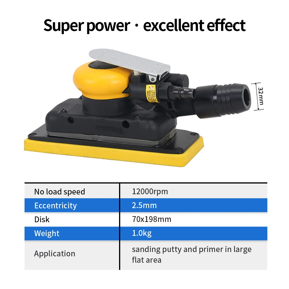 Professional Dustless Air Tool 90*175 Mm Random Orbital Sander Working Machine With Various Speeds