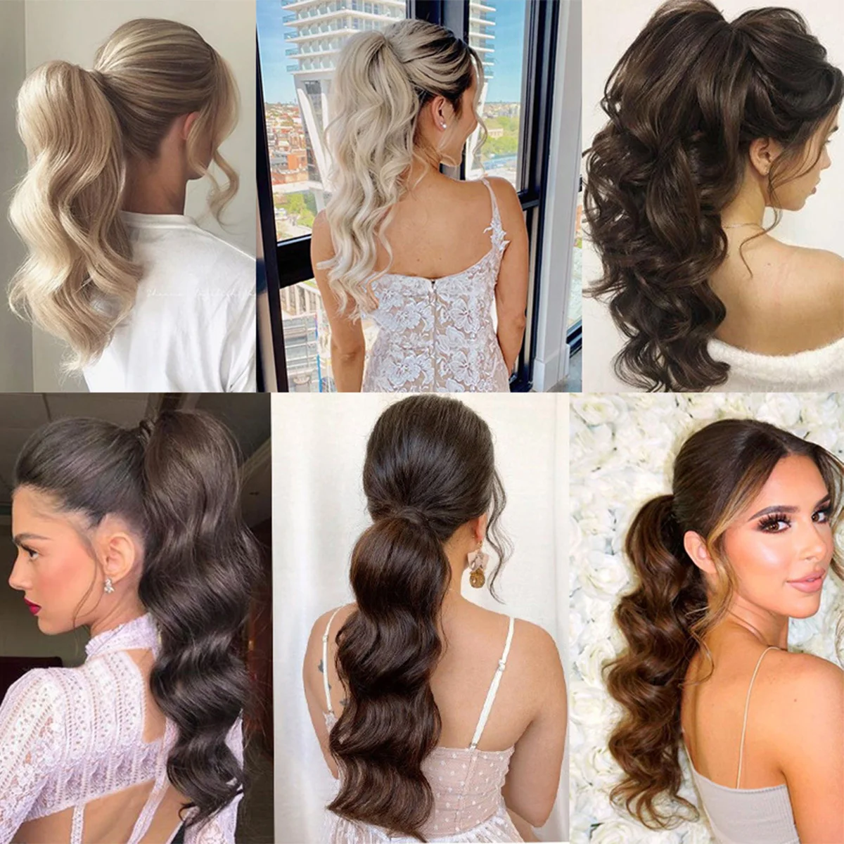 DUTRIEUX Natural Synthetic Catch Clip Wavy Ponytail Hair Extension Wig Clip On Woman's Ponytail High Ponytail Hair Accessories