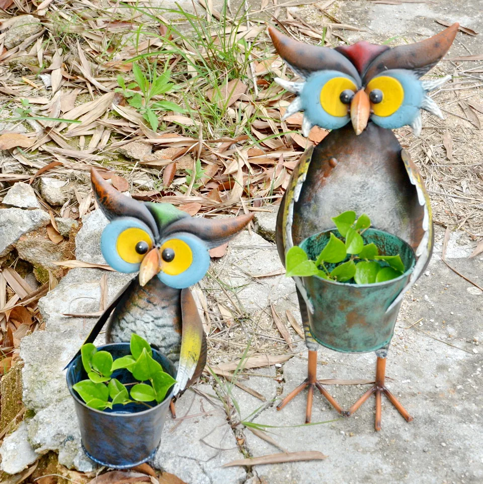 

decor owl metal garden planter Garden Supplies