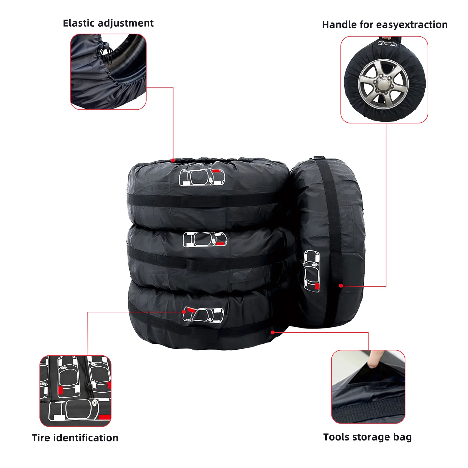 Tire covers 4Pcs/Lot Car Spare Tire Cover Auto Wheel Tire Storage Bags Dustproof Protective Cover Car Styling Vehicle Tyre Accessories