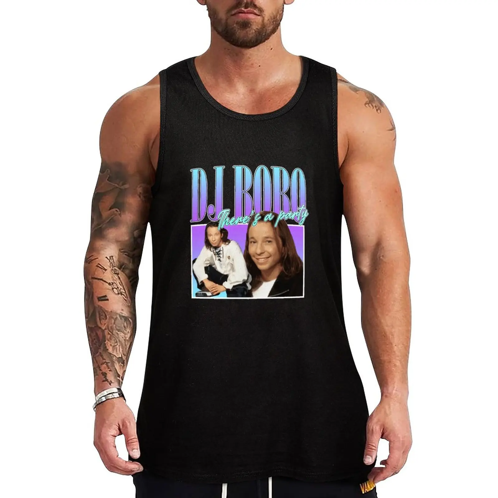 

New DJ-Bobo-90s-Style-Eurodance- Tank Top plain t-shirt singlet for men male top