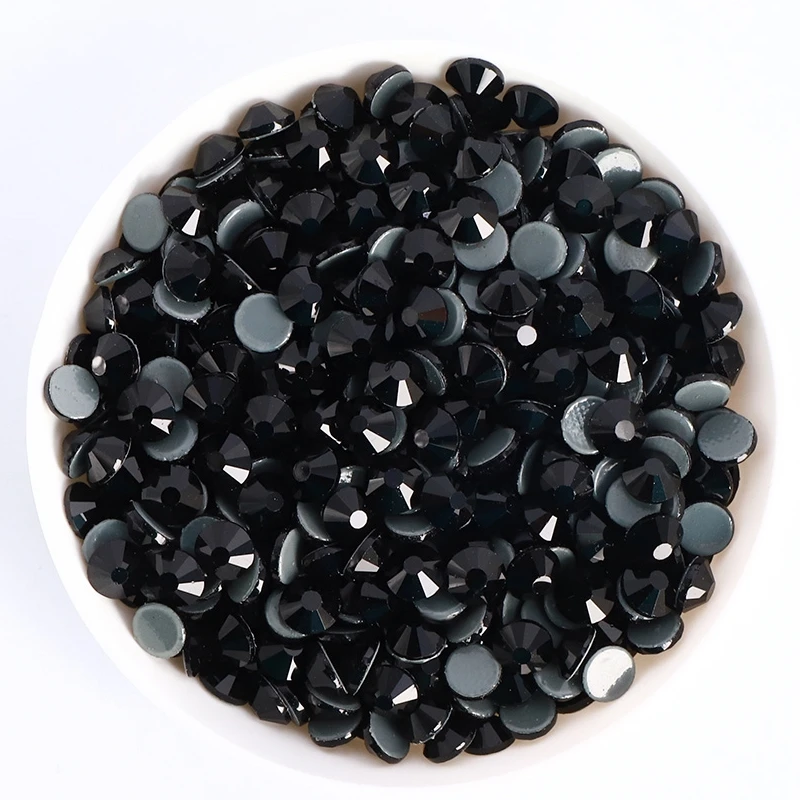 Jet Hematite Glass Crystal Flatback Rhinestones - Non-Hotfix For Nails, Crafts & Decor