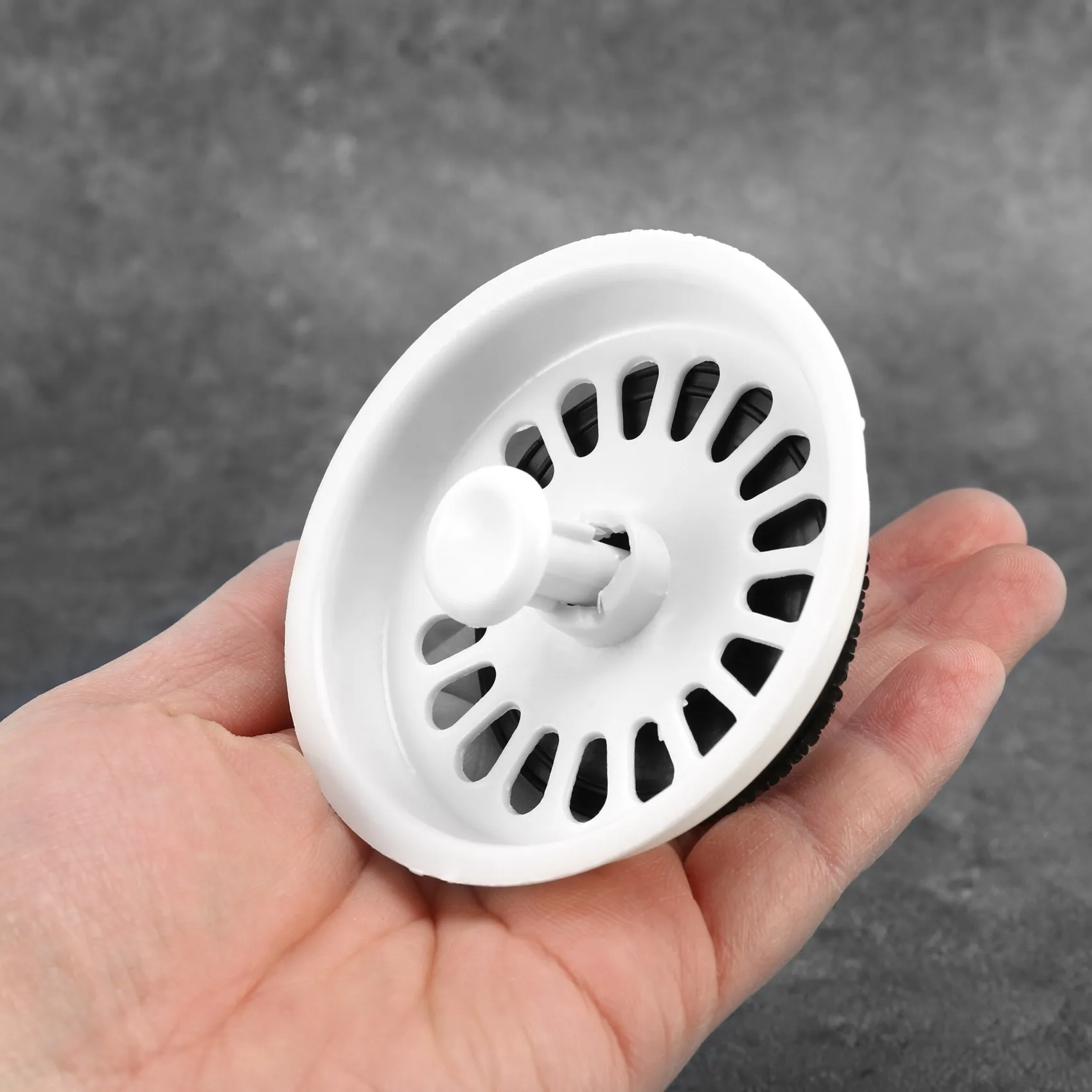 Food Waste Stopper Spin Lock Sink Drain Strainer 3.1" Dia White Black Plastic 4