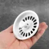 Food Waste Stopper Spin Lock Sink Drain Strainer 3.1" Dia White Black Plastic 4
