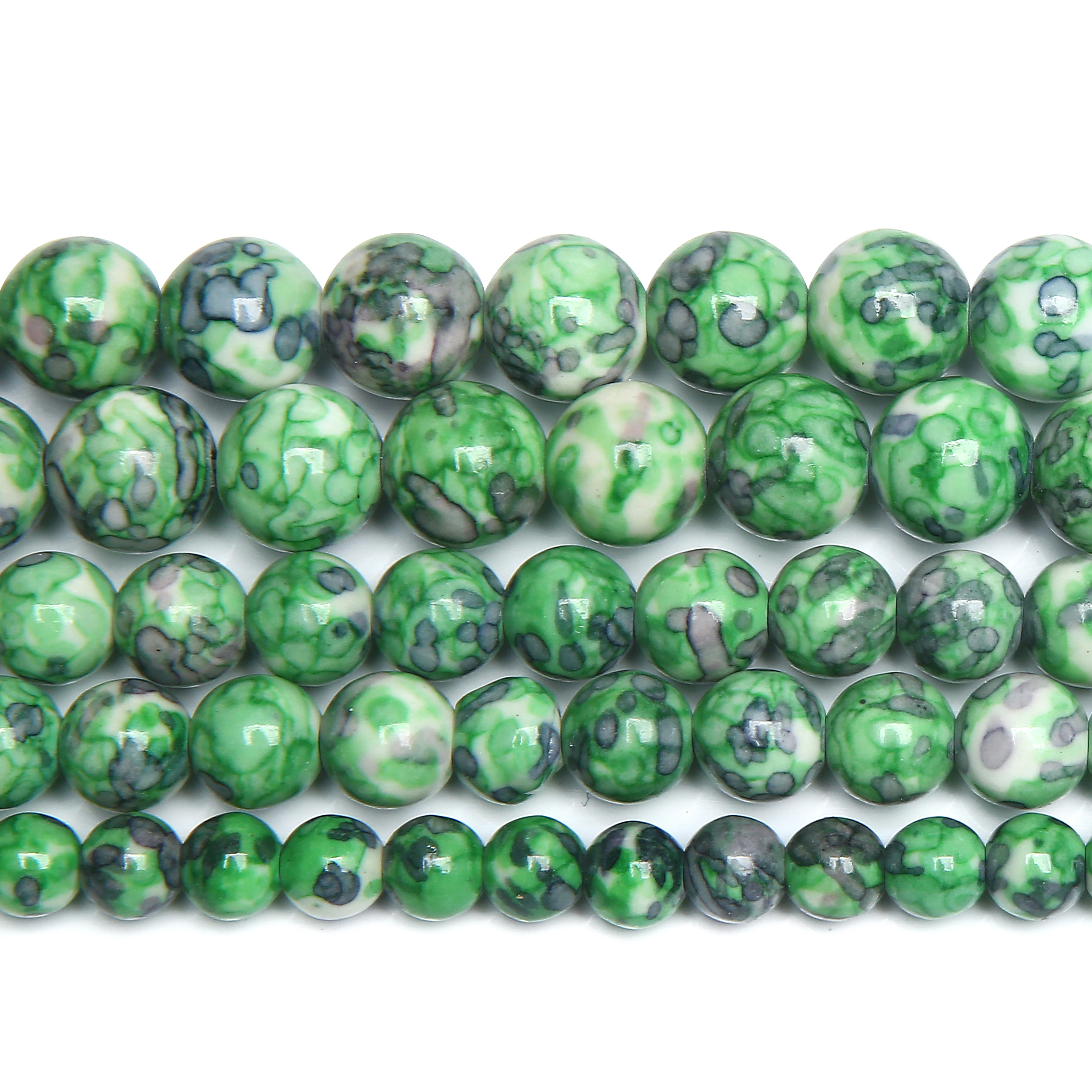 Vibrant Natural Orange and Black Stone Beads - Round & Colorful Strand