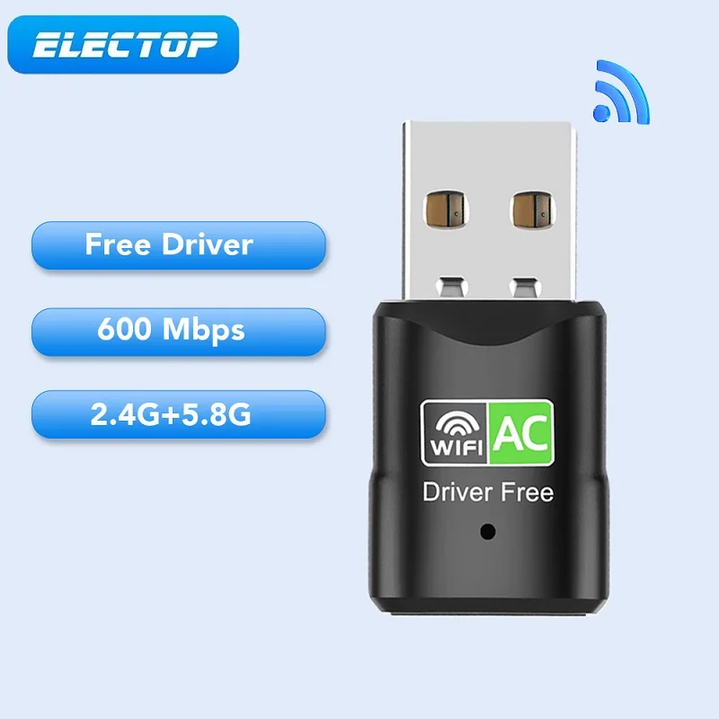 ELECTOP 600M Free Drive USB Wifi Adapter Dongle Dual Band WIFI Receiver