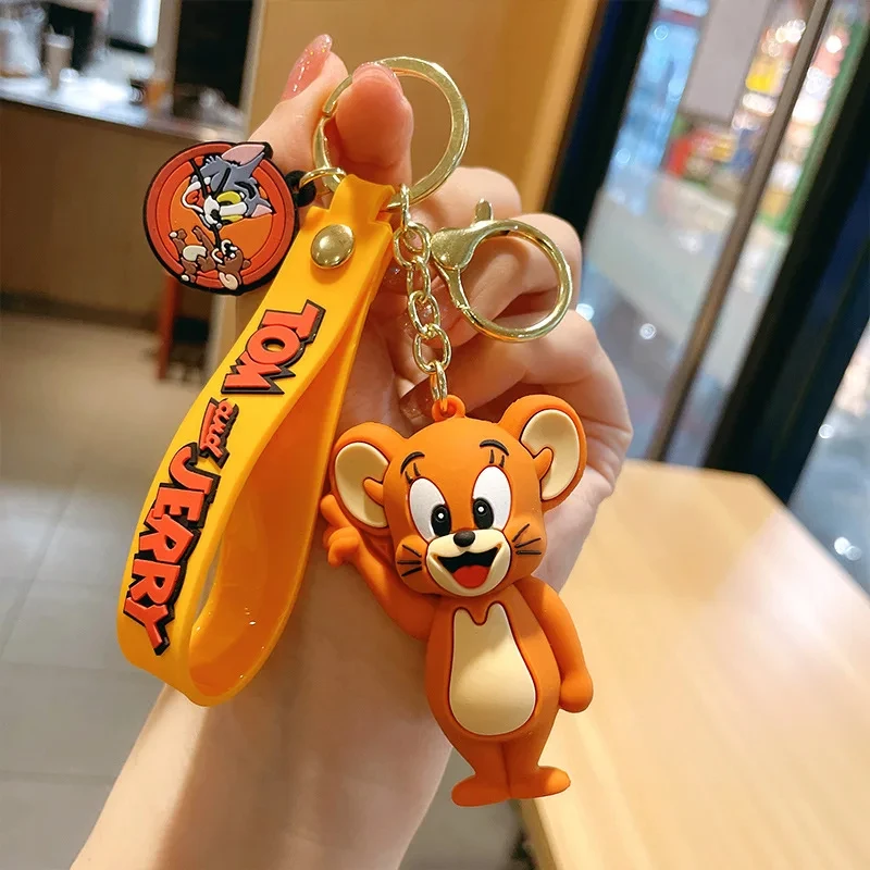 Tom and Jerry Anime Cartoon Ornament Keychain Car Key Bag Pendant Cute Cat And Mouse Action Doll Collectibles Kids Gift Toys