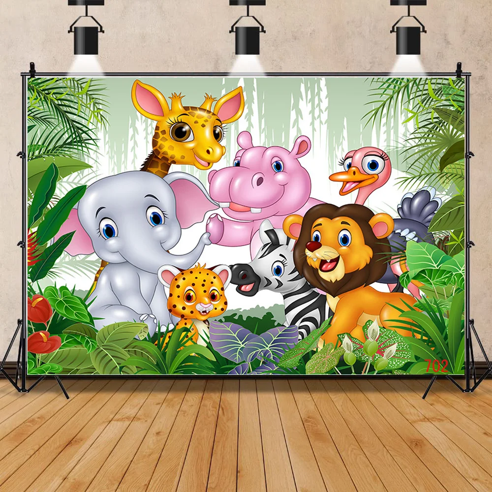 

SHENGYONGBAO African Animal Elephant Giraffe Lion Children's Birthday and Newborn Photography Background Prop FZ-01