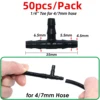 Sprycle 50pcs 4/7mm 3/5mm Tubing Hose  Joint Drip Irrigation KIT Barbed Tee Cross Eng Plug Adapter for Garden Water Connector 5