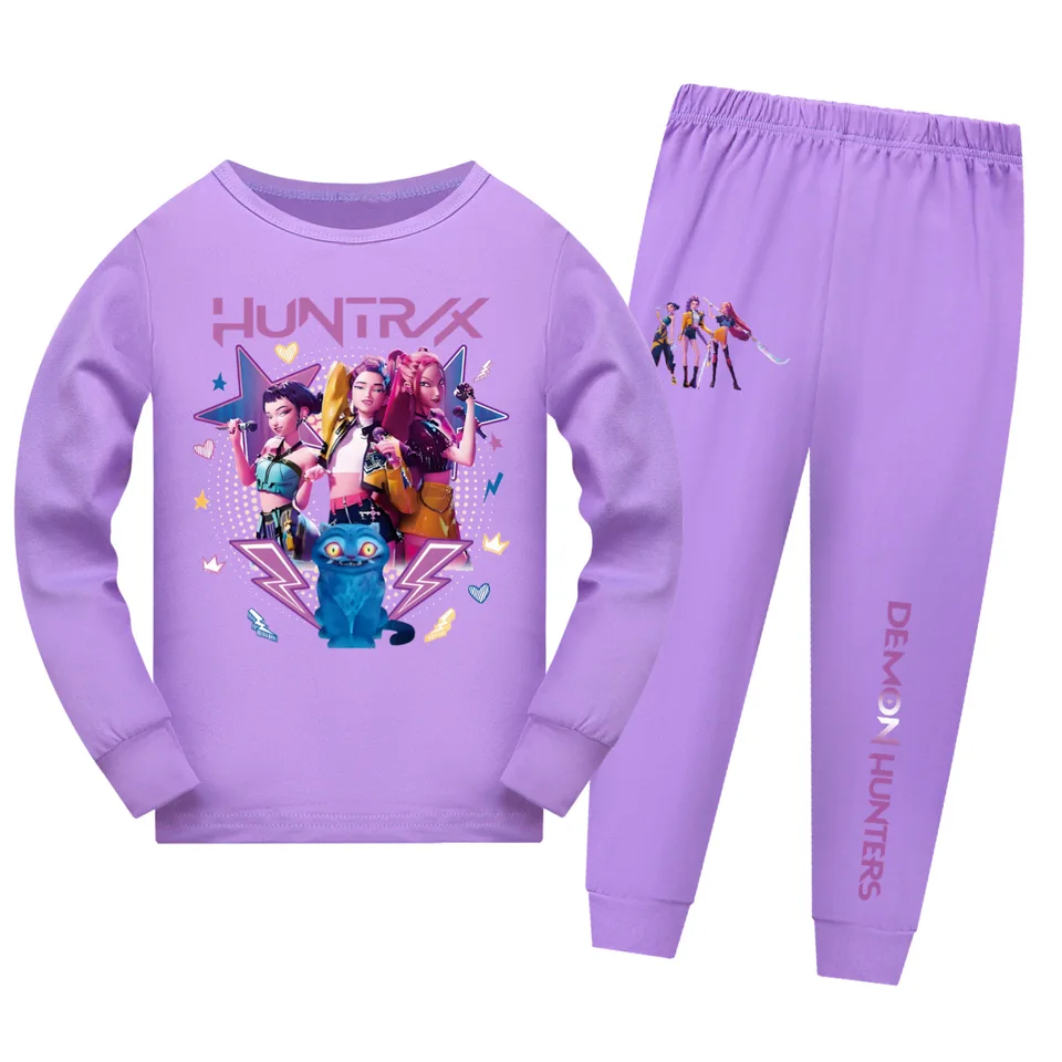 KPop Demon Hunters Huntrix Vêtements Enfants Famille Tenues Assorties T-Shirt Garçon Shorts Ensemble 2 Pcs Filles Manches Courtes Tenues De Sport