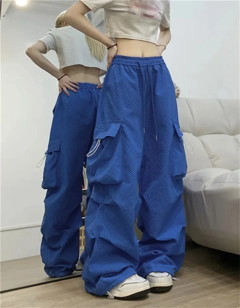 

Autumn Y2k Style Sweatpants Women Clothing Pink Bubble Plaid Wide-Leg Loose Jazz Hip-Hop Pants Men Trousers Pantalones De Mujer
