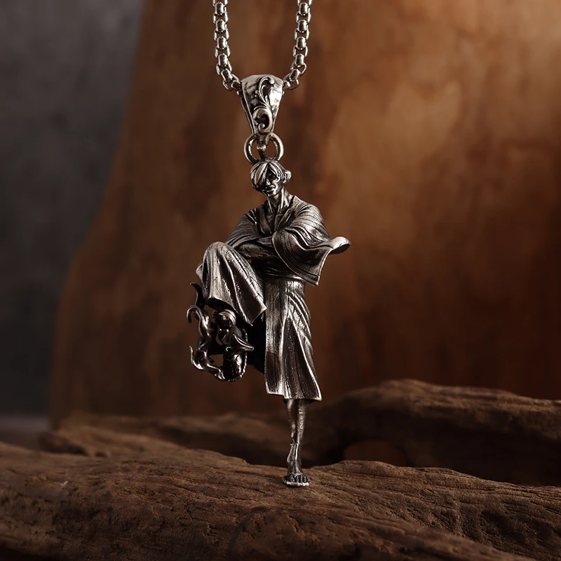 

Fashion High Quality Robe Warrior Pendant Necklace for Men Trend Anime Character Statue Necklace Jewelry Gift