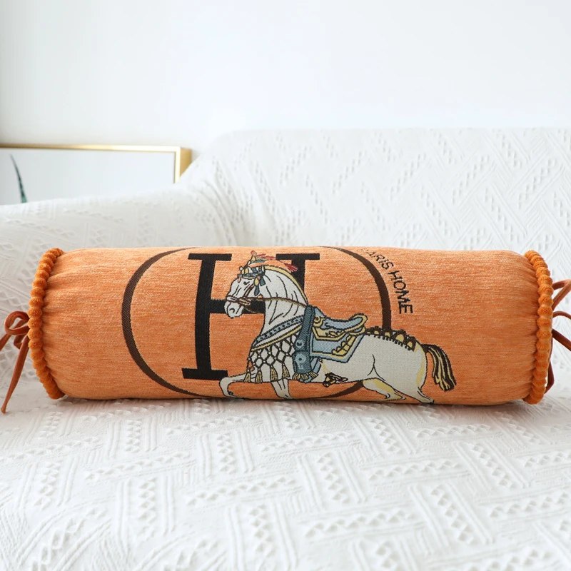 

Nordic Simple Candy Shape Pillow Living Room Sofa Chenille Cylindrical Pillow Bedroom Backrest Waist Cushion Washable