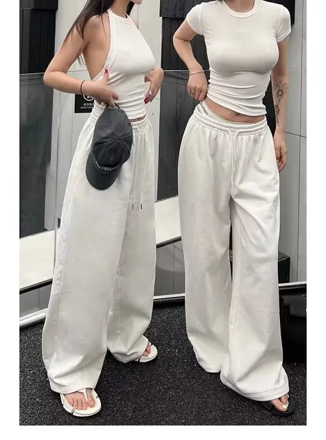 2色 スウェットパンツ ワイドレッグ ラフ ルーズ スポーティ Dark Angel 完璧なシルエットのワイドスウェットパンツ