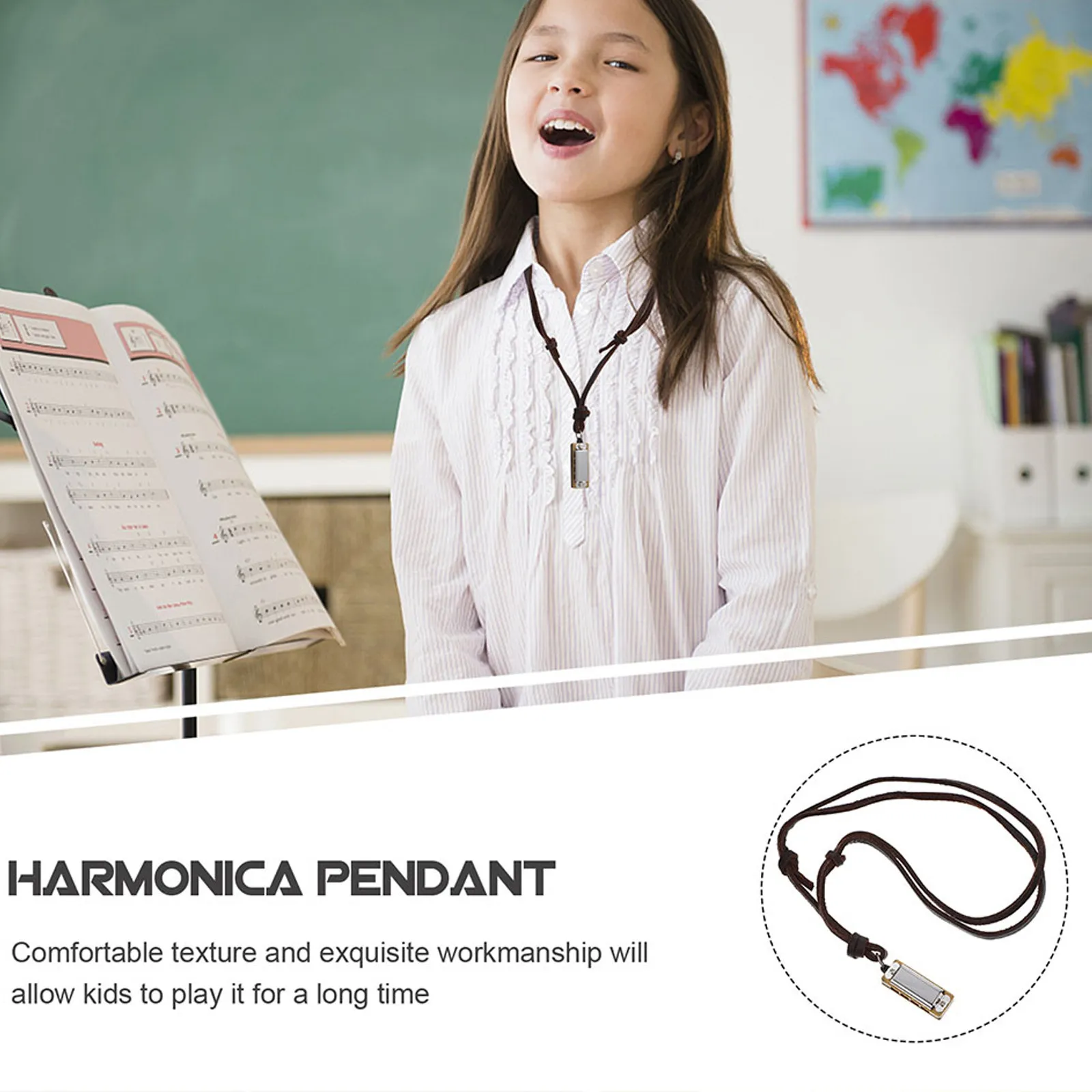 2Pcs 미니 하모니카 목걸이 펜던트 악기 쥬얼리 장난감용 작은 하모니카 선물 크리스마스