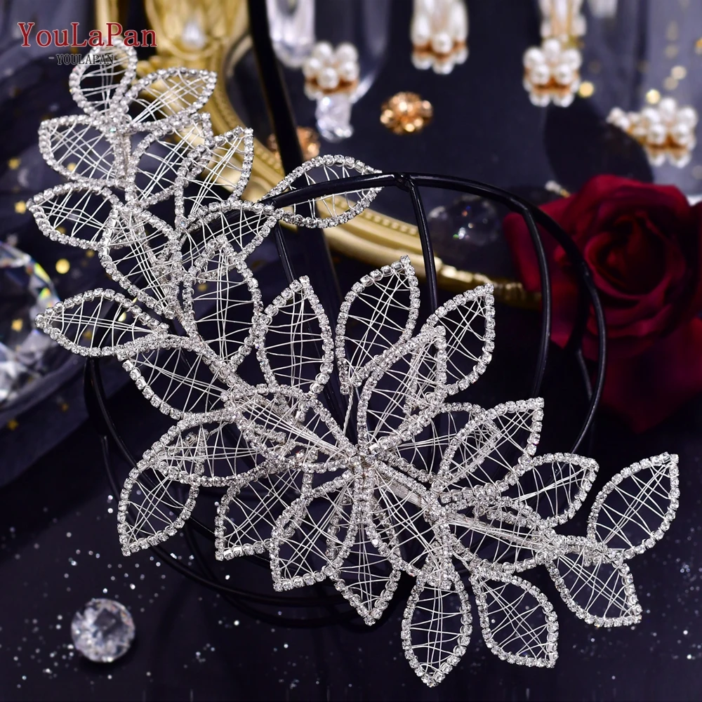 YouLaPan Hollow Leaf Headband for Woman Rhinestone Bridal Headpiece Wedding Hair Accessories Bridesmaid Bride Headdress HP256A