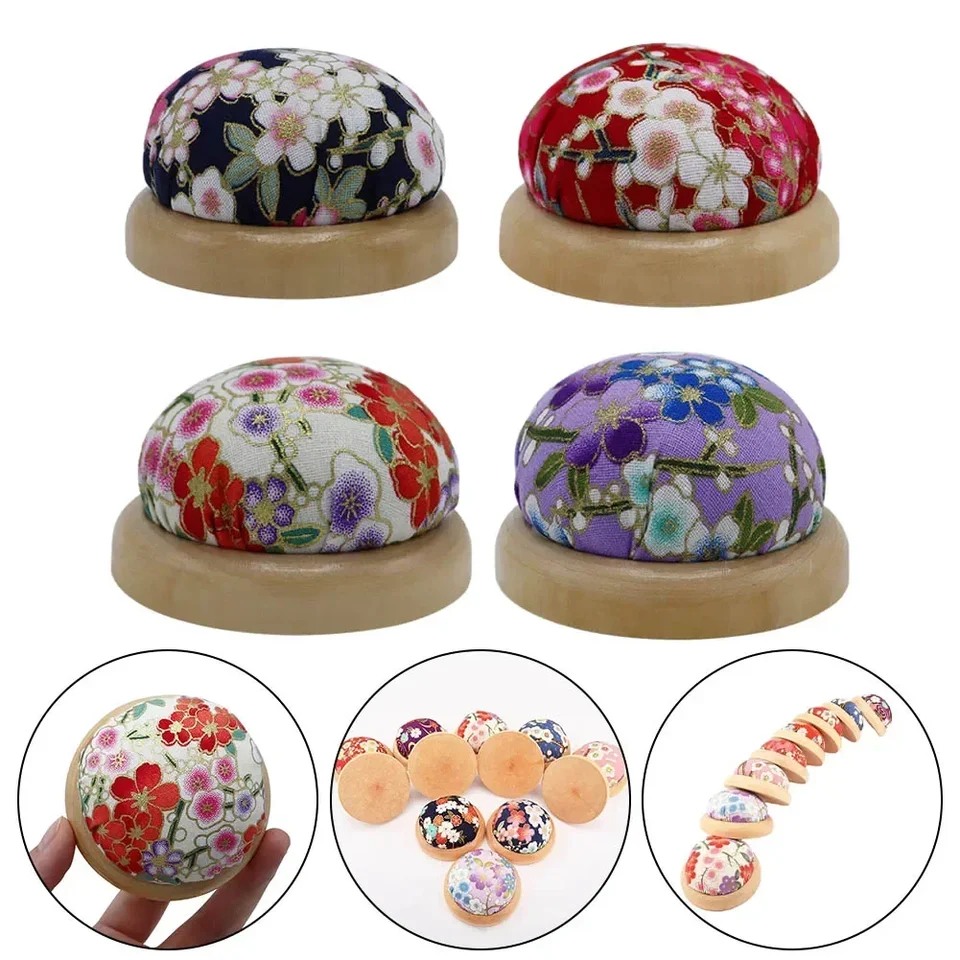 Coussin à épingles Rond Style Japonais – Base En Bois, Motif Aléatoire, Pratique Pour Couture Et Broderie - 8